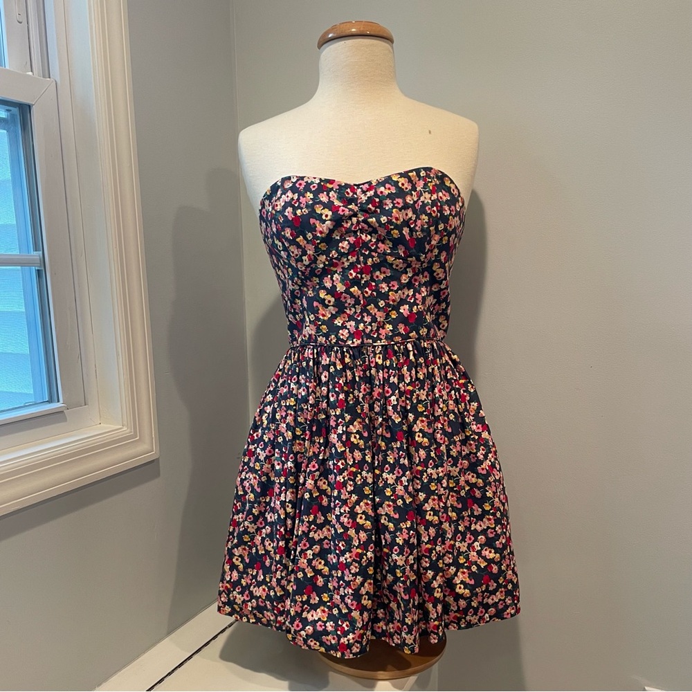 Jack Wills Floral Strapless Dress, size 10